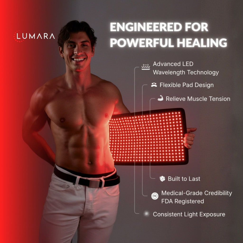 Lumara Pad | 3-Wavelength Red Light Therapy Pad | 635nm, 830nm & 940nm