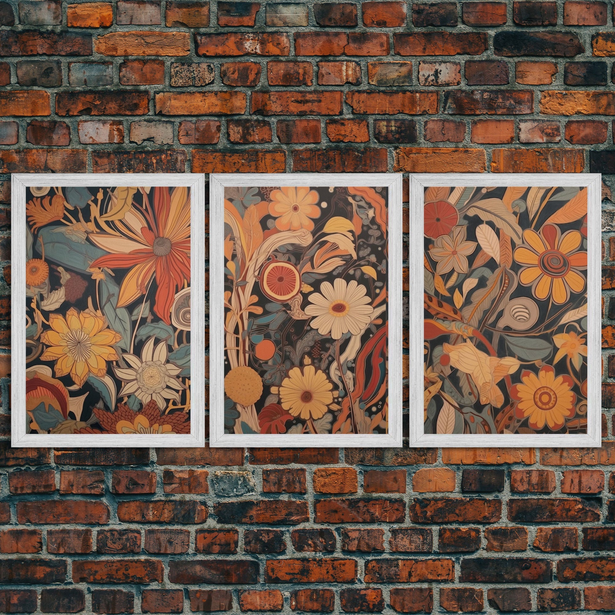 Midcentury Modern Floral Botanical Prints – 3-Piece Canvas Wall Art | NuevArt