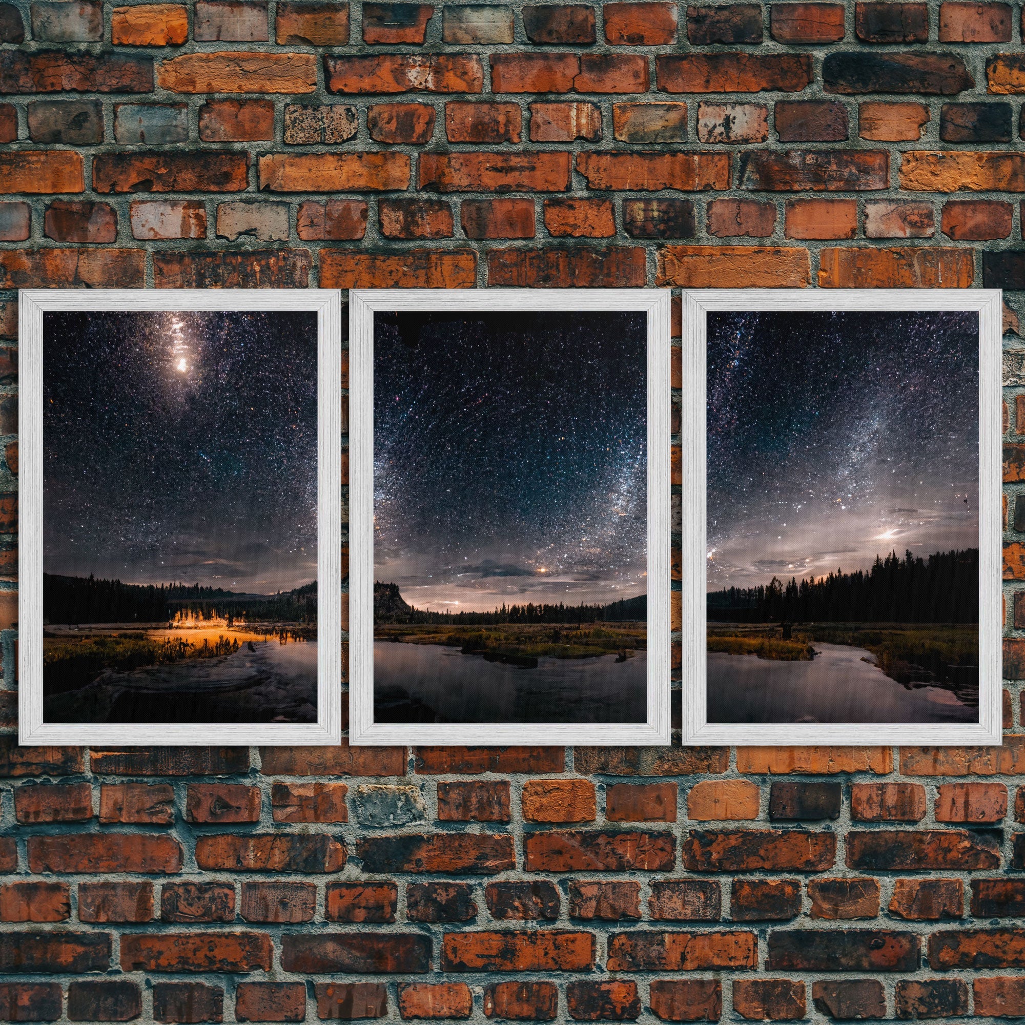 Starry Night Sky Over Montana – 3-Piece Canvas Wall Art | NuevArt