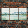 Mint Green Forest Mountain Landscape – 3-Piece Canvas Wall Art | NuevArt