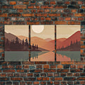 Pacific Northwest Sunset – Boho Forest 3-Panel Canvas Wall Art | NuevArt