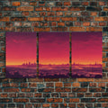 Los Angeles on Fire – Abstract City Skyline 3-Piece Canvas Wall Art | NuevArt