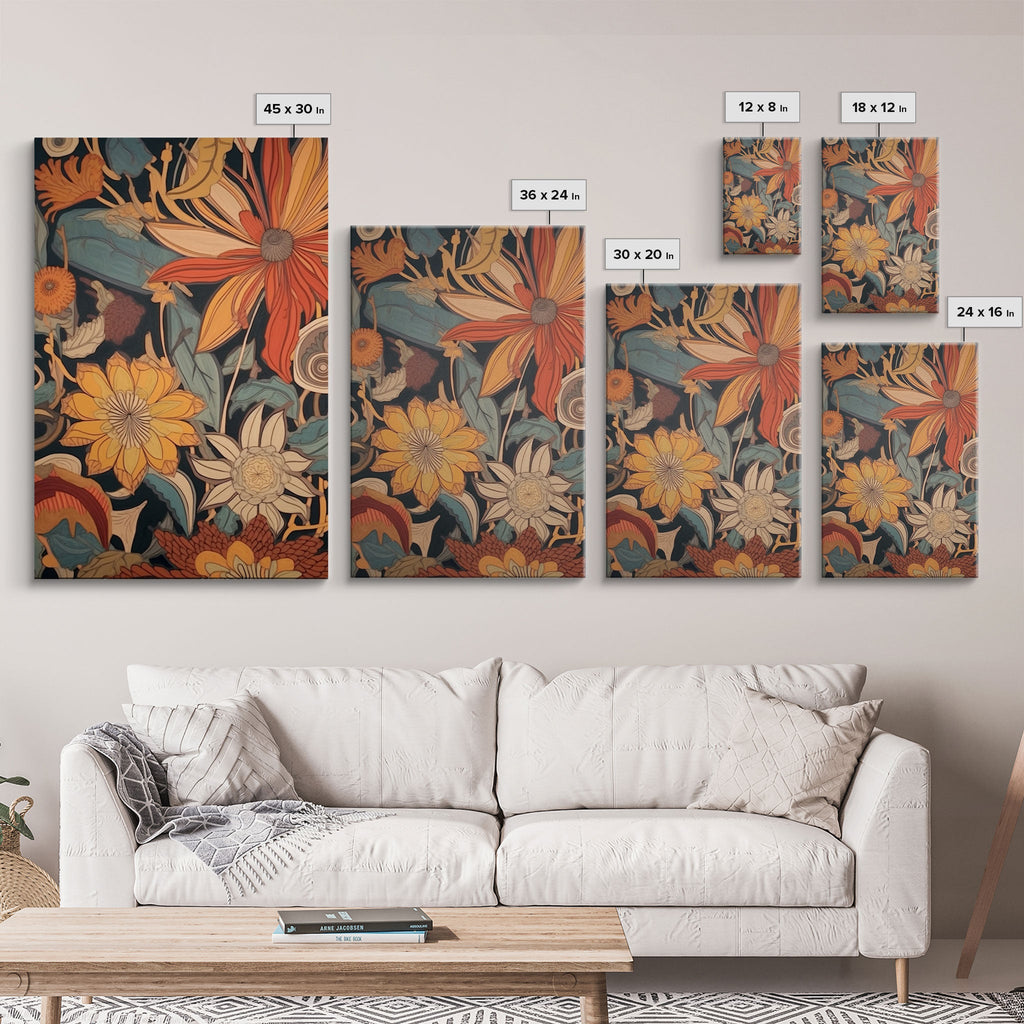 Midcentury Modern Floral Botanical Prints – 3-Piece Canvas Wall Art | NuevArt