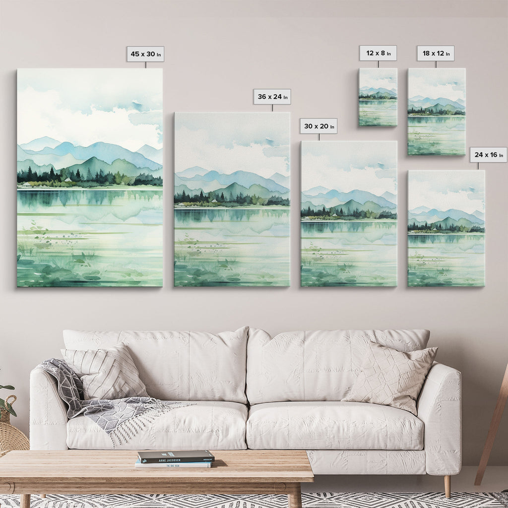 Mint Green Forest Mountain Landscape – 3-Piece Canvas Wall Art | NuevArt
