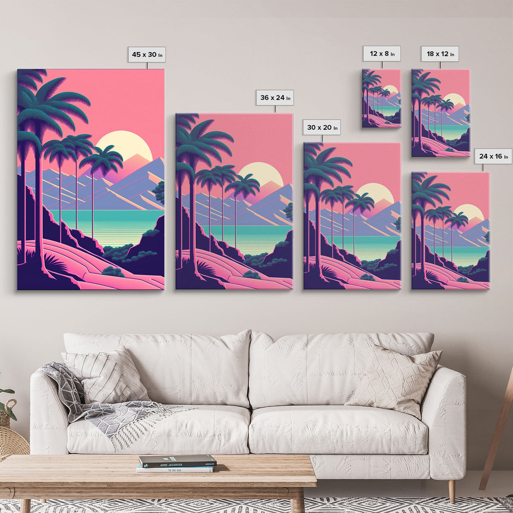 Retro 80s Synthwave Vaporwave – 3-Panel Canvas Wall Art | NuevArt