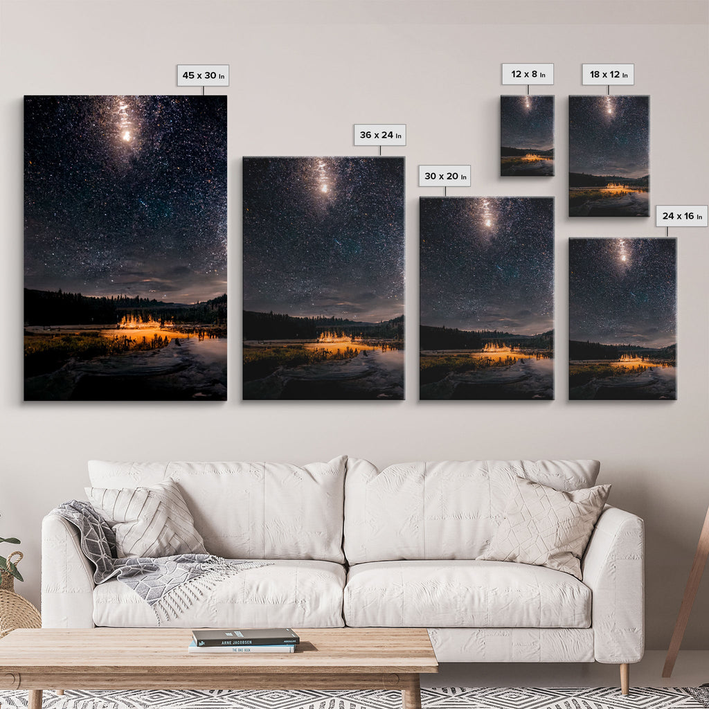 Starry Night Sky Over Montana – 3-Piece Canvas Wall Art | NuevArt