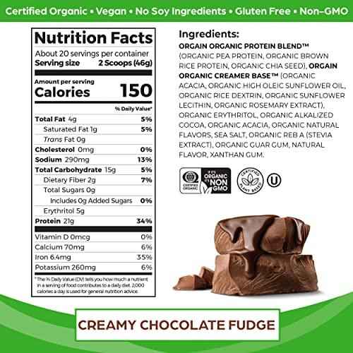 Orgain Organic Vegan Protein Powder | Creamy Chocolate Fudge | 2.03 lb