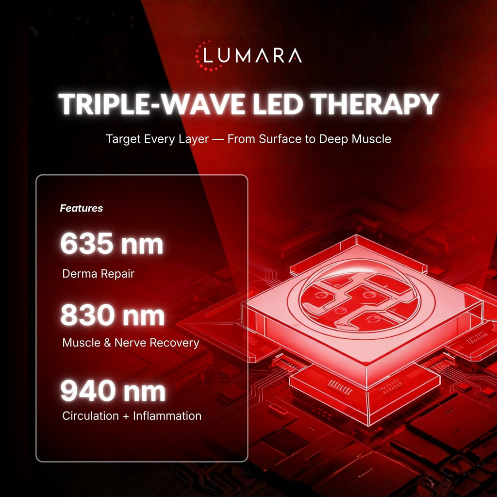 Lumara Pad | 3-Wavelength Red Light Therapy Pad | 635nm, 830nm & 940nm
