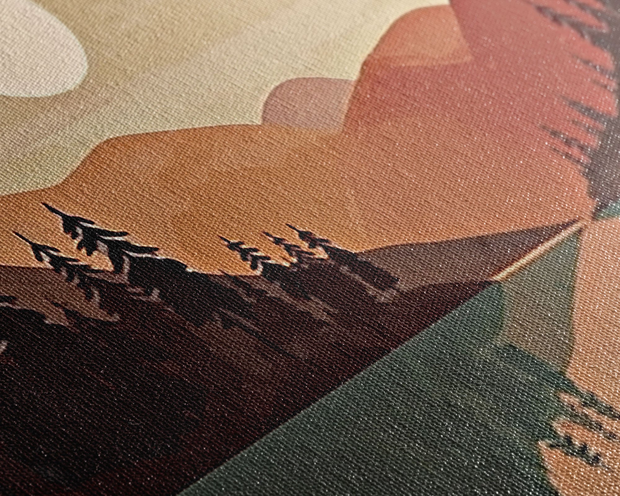 Pacific Northwest Sunset – Boho Forest 3-Panel Canvas Wall Art | NuevArt