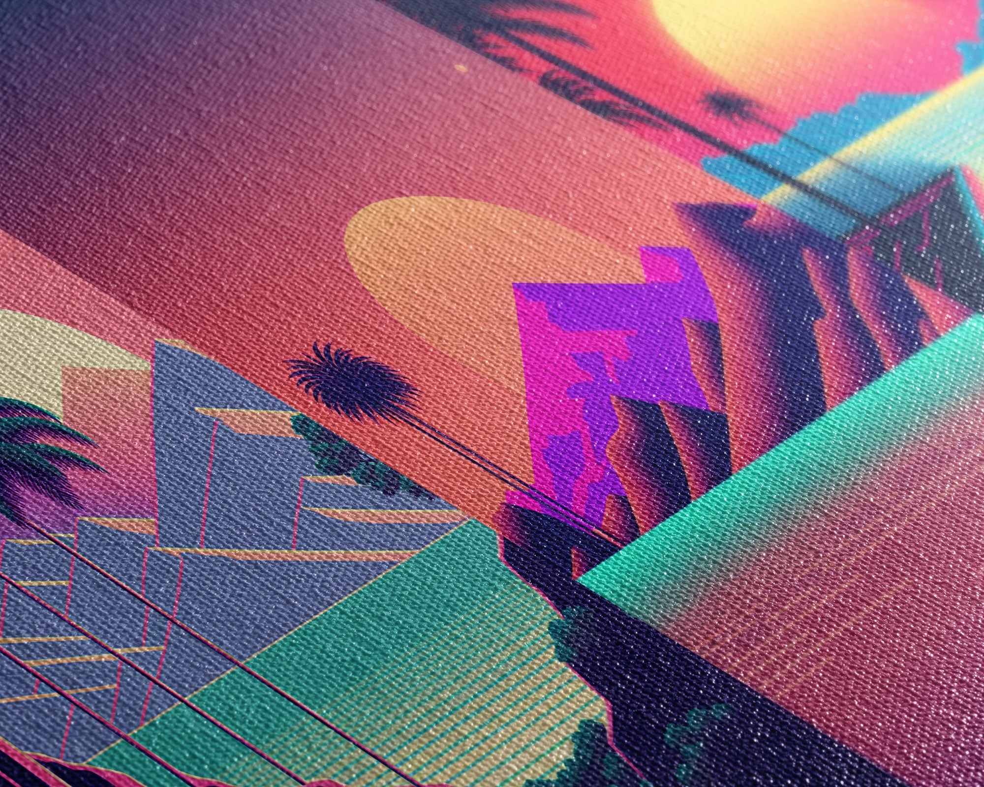 Retro 80s Synthwave Vaporwave – 3-Panel Canvas Wall Art | NuevArt