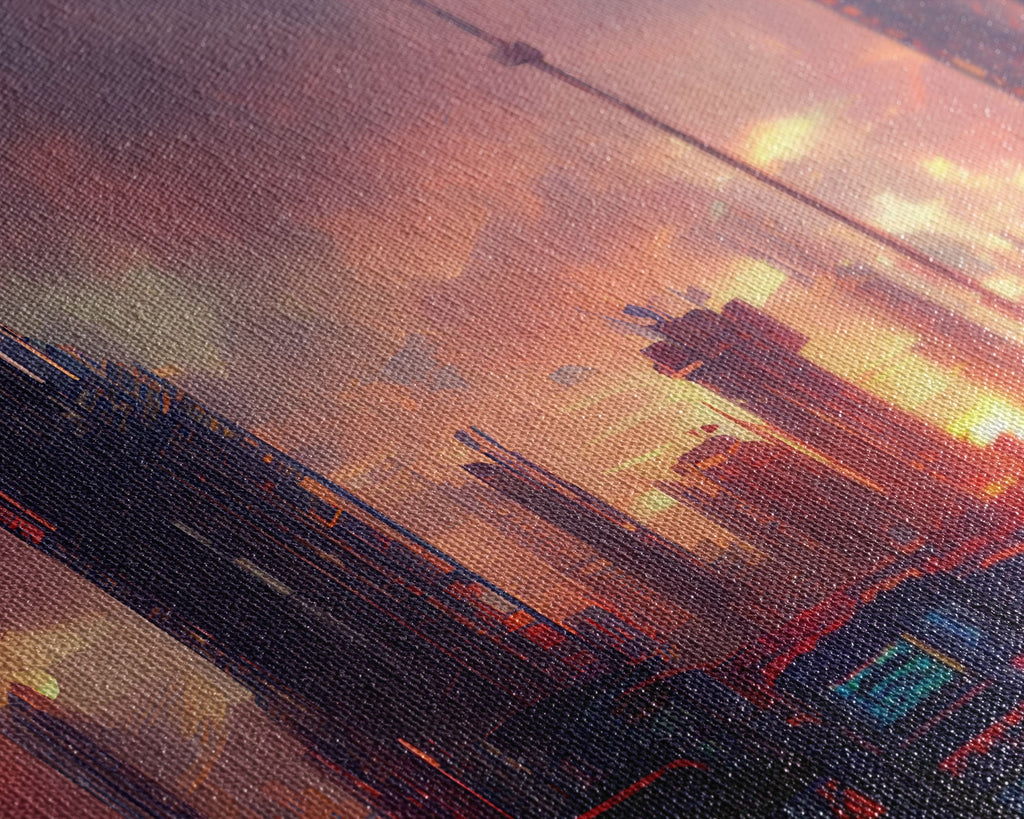 Cyberpunk City Night Watercolor – 3-Piece Canvas Wall Art | NuevArt