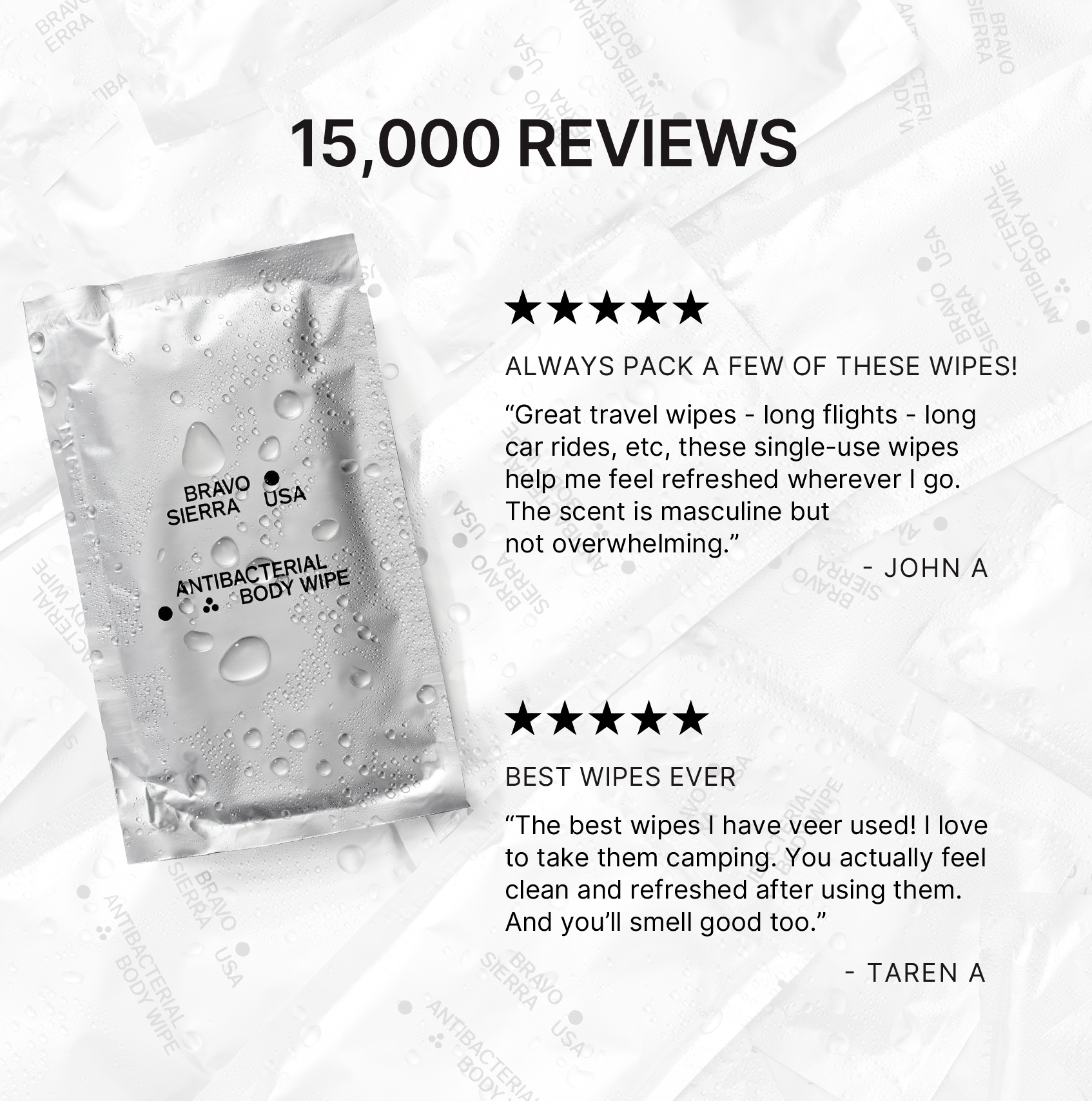 Bravo Sierra Antibacterial Body Wipes – 10-Pack Head-to-Toe Cleansing