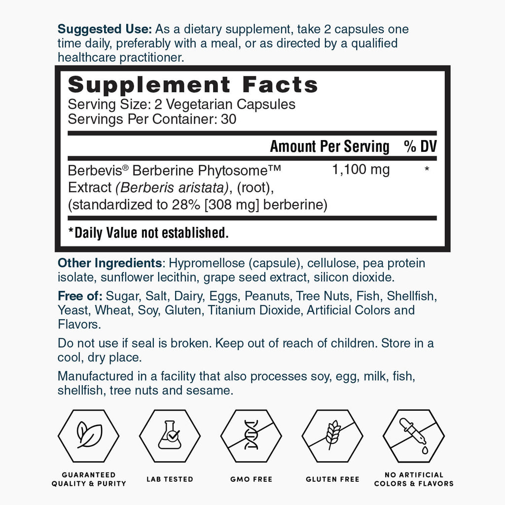 Nature's Lab Berbevis® Berberine Phytosome™ | 9.6x Absorption | 60 Capsules