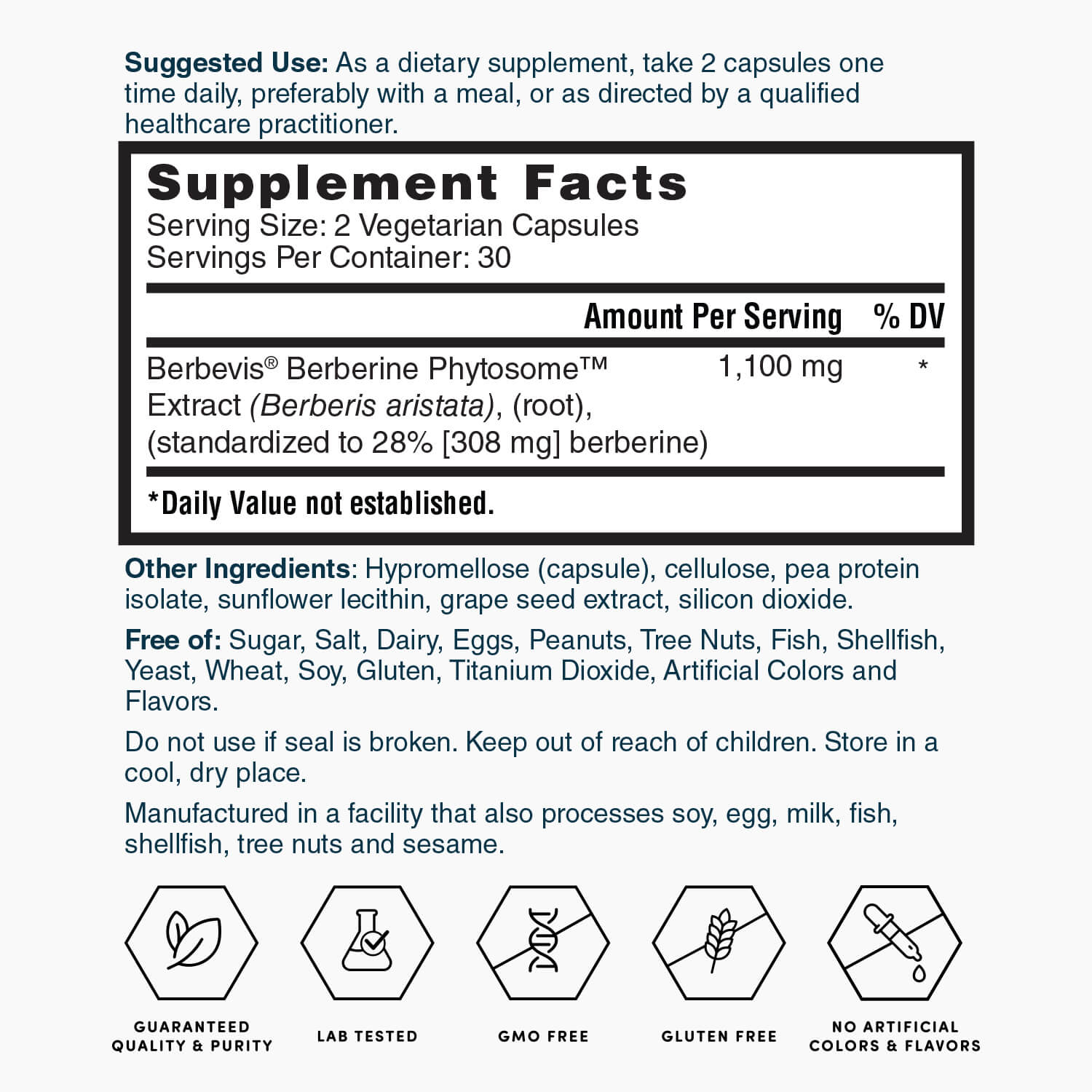 Nature's Lab Berbevis® Berberine Phytosome™ | 9.6x Absorption | 60 Capsules