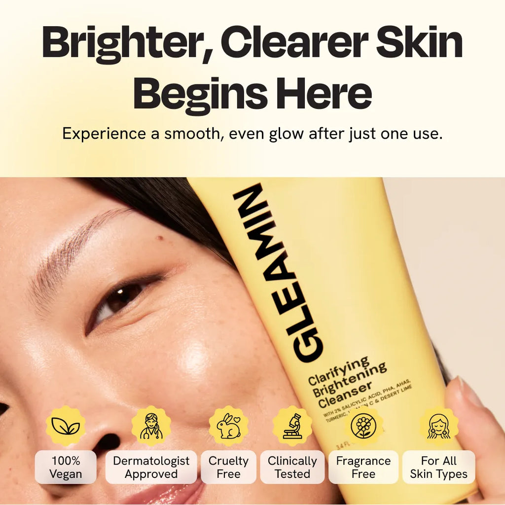 Gleamin Clarifying Brightening Cleanser – BHA + AHA + Vitamin C