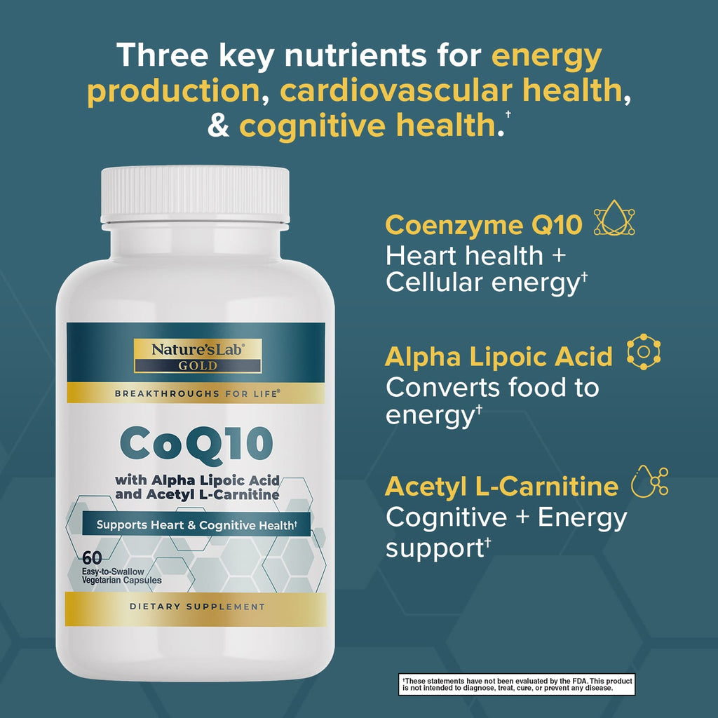 Nature's Lab CoQ10 + Alpha Lipoic Acid + Acetyl L-Carnitine | 60 Capsules