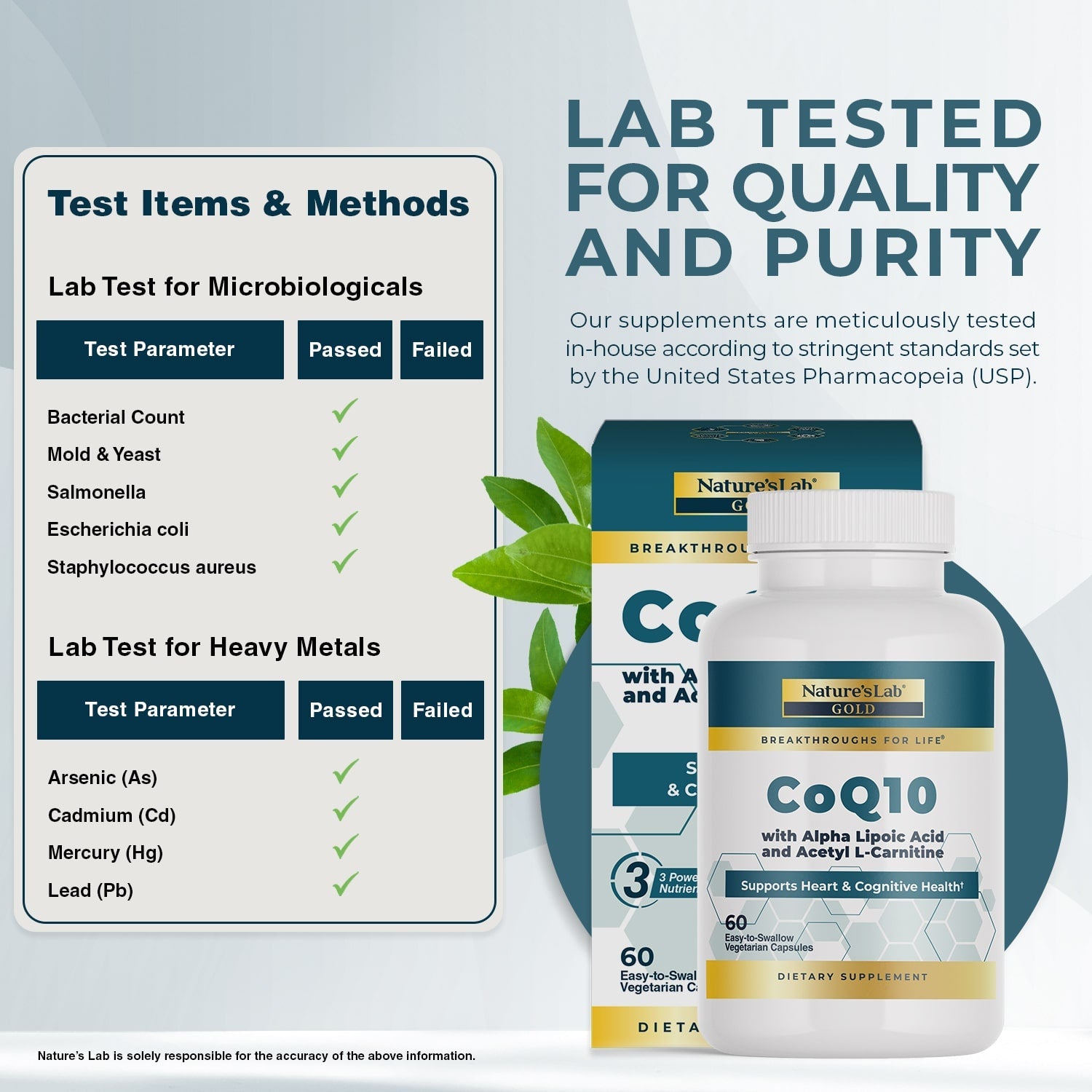 Nature's Lab CoQ10 + Alpha Lipoic Acid + Acetyl L-Carnitine | 60 Capsules