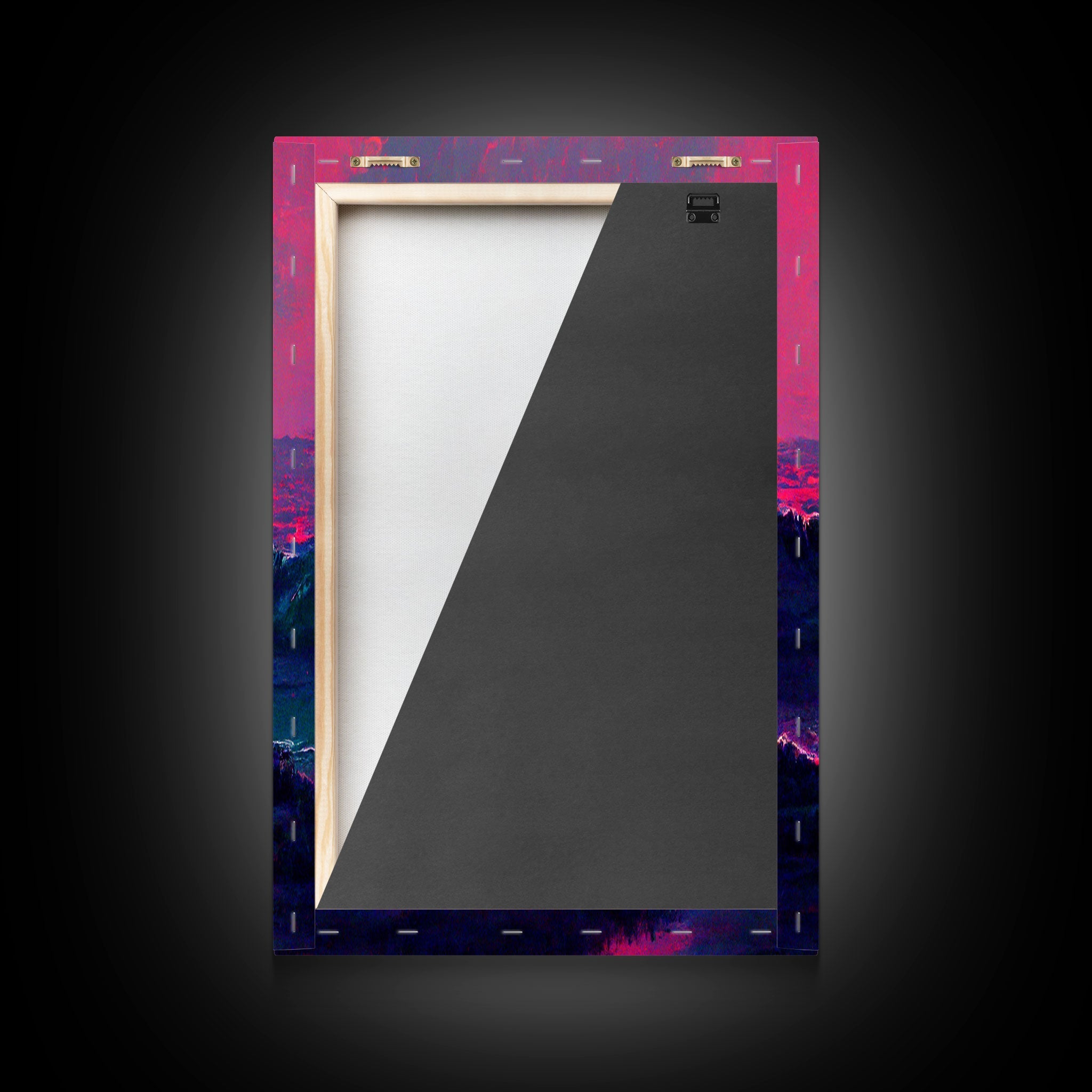 Outrun Synthwave Sunset Ocean Waves – 3-Piece Canvas Wall Art | NuevArt