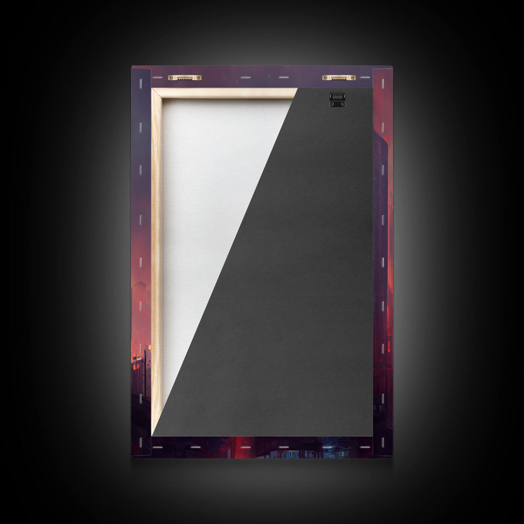 Cyberpunk City Night Watercolor – 3-Piece Canvas Wall Art | NuevArt