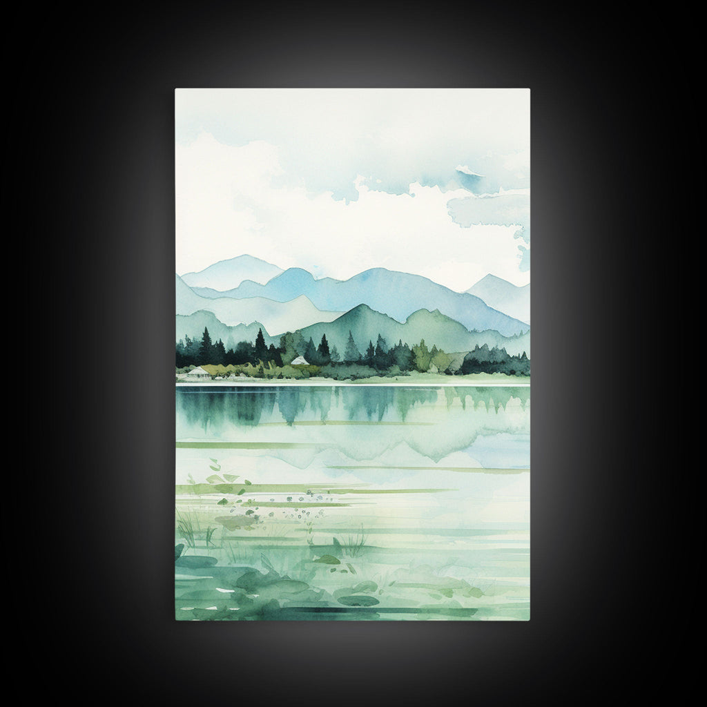 Mint Green Forest Mountain Landscape – 3-Piece Canvas Wall Art | NuevArt