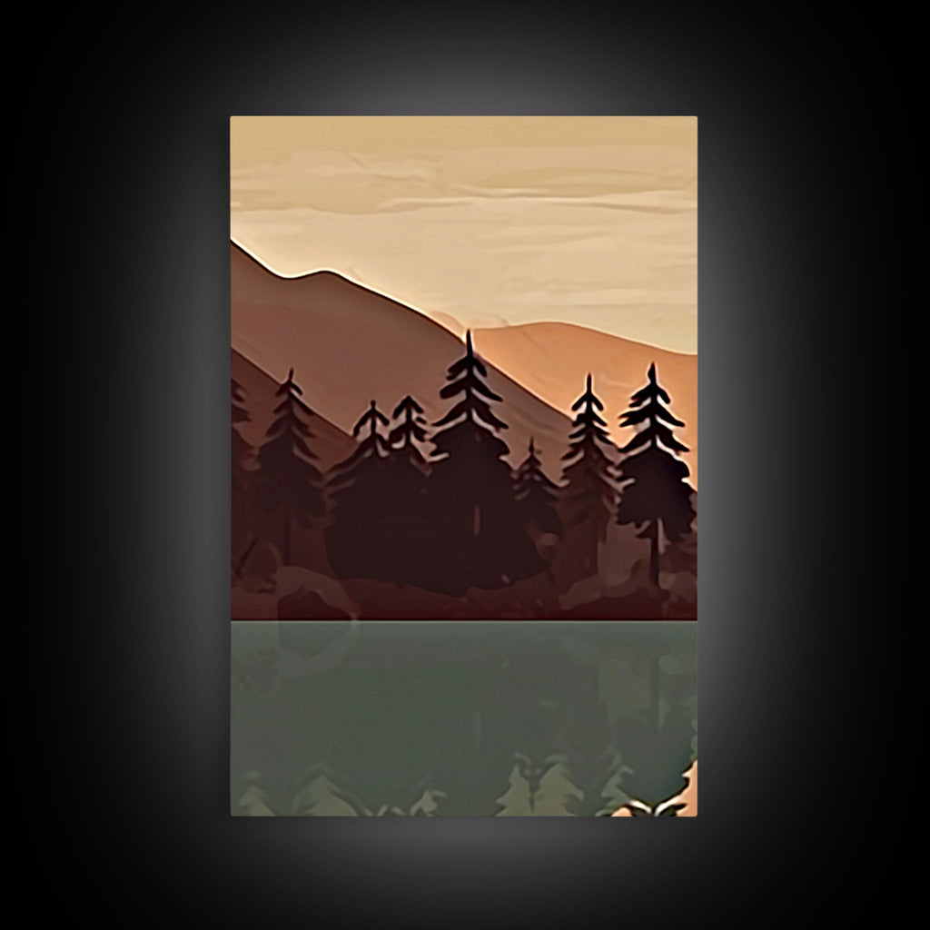 Pacific Northwest Sunset – Boho Forest 3-Panel Canvas Wall Art | NuevArt