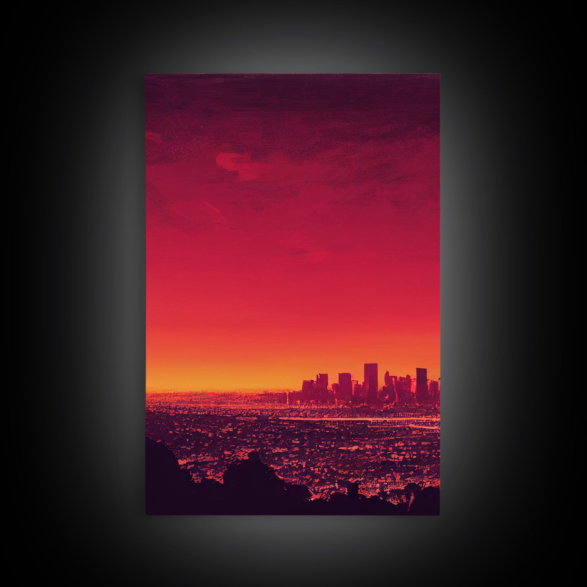 Los Angeles on Fire – Abstract City Skyline 3-Piece Canvas Wall Art | NuevArt