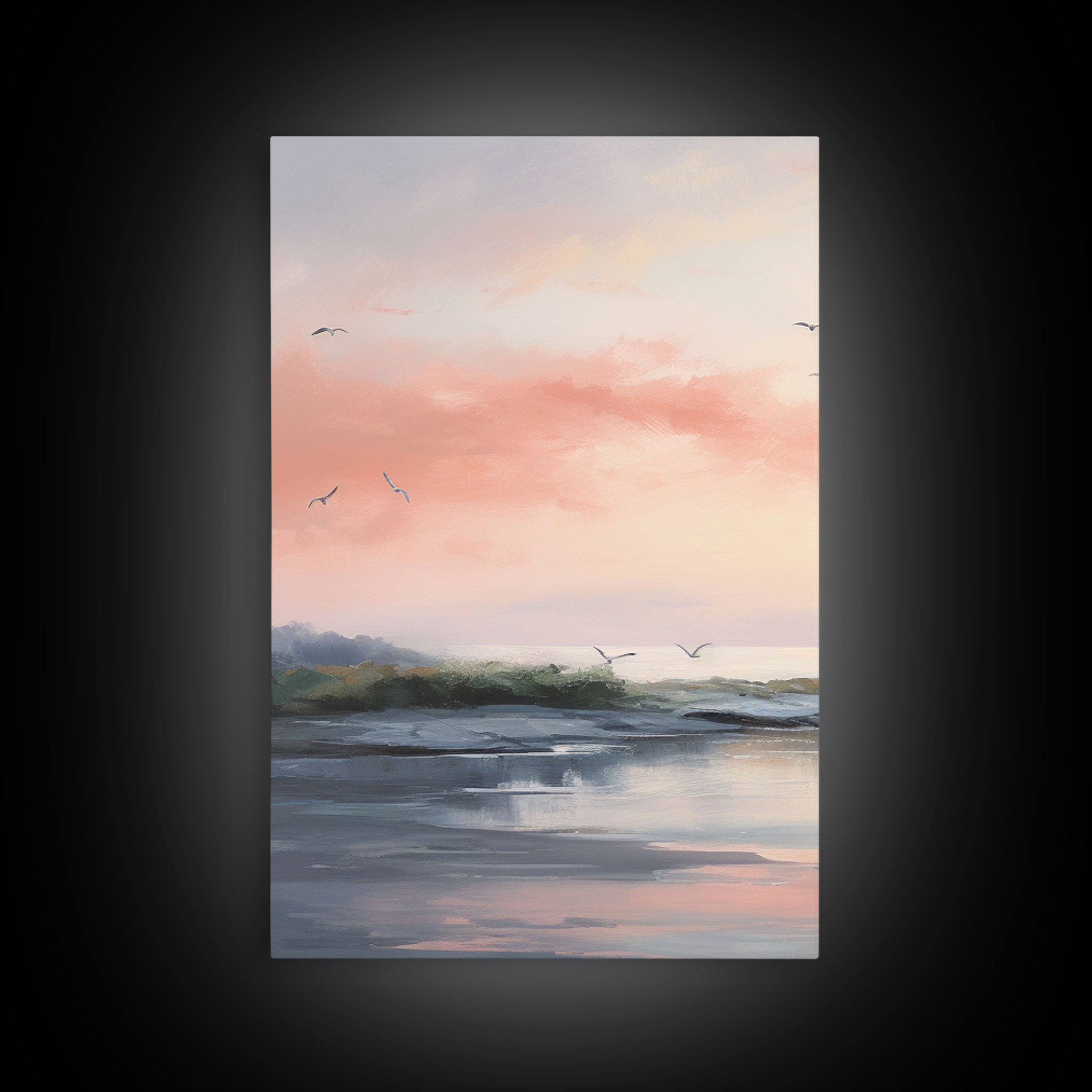 Pink Abstract Coastal Seascape – 3-Piece Boho Canvas Wall Art | NuevArt