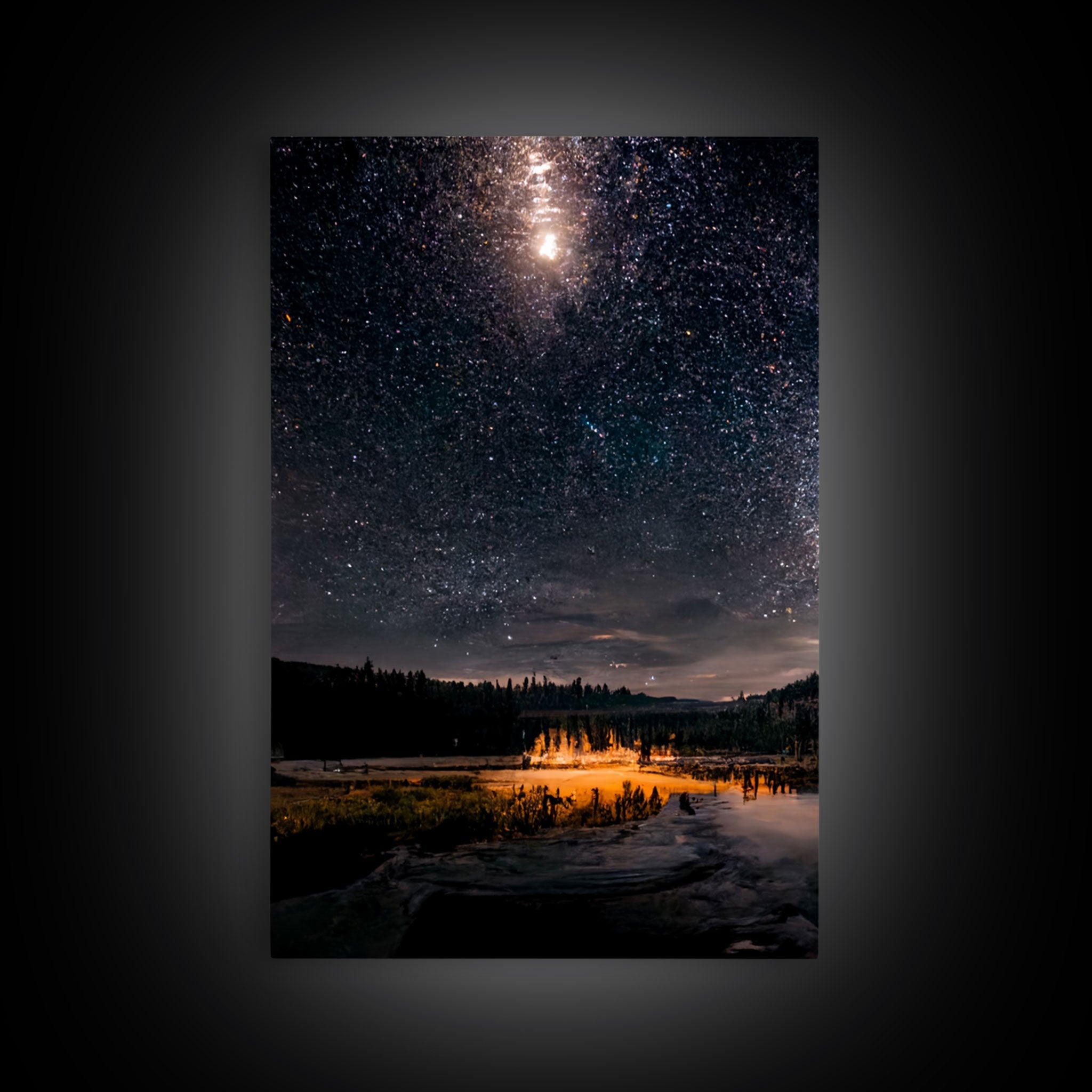 Starry Night Sky Over Montana – 3-Piece Canvas Wall Art | NuevArt