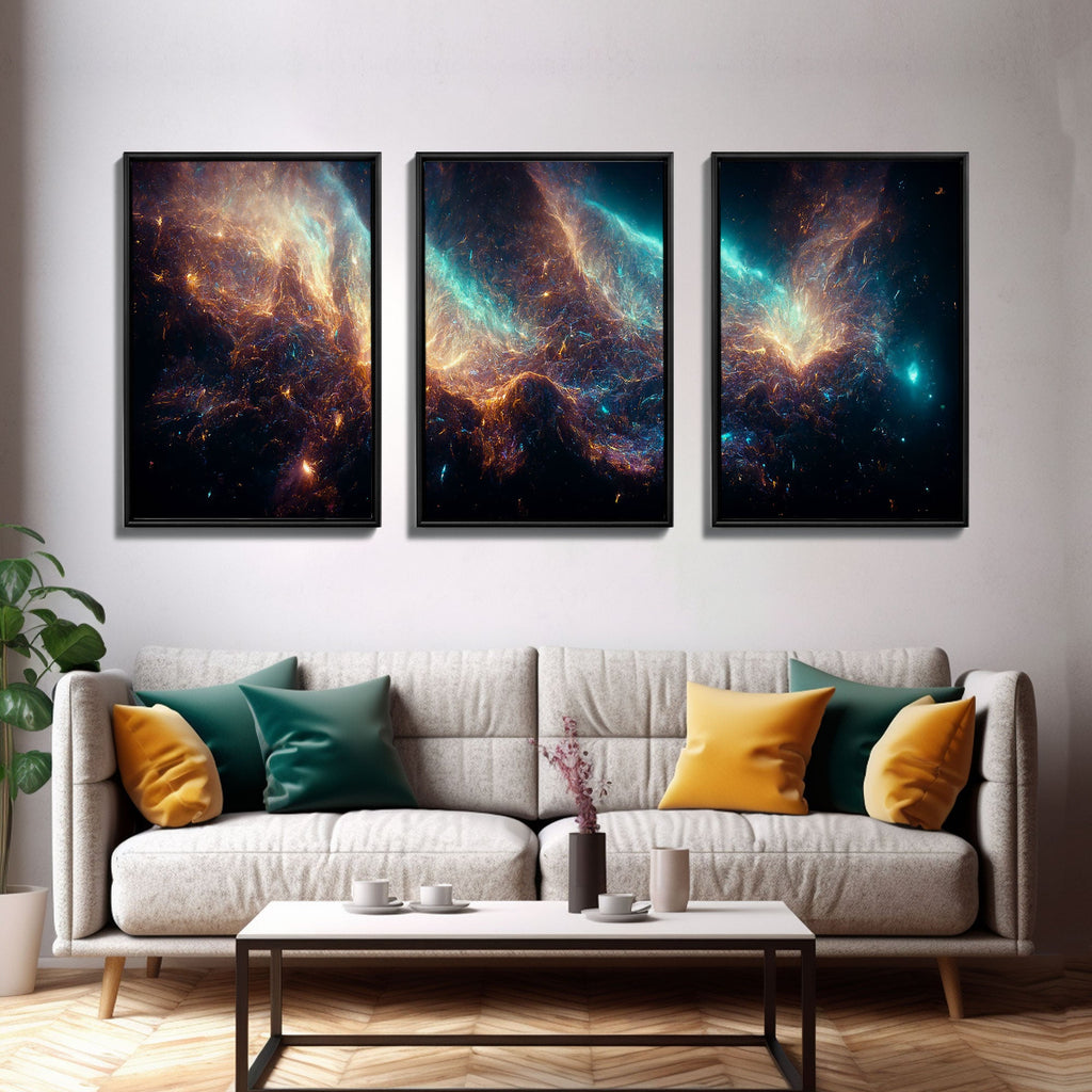 Galaxy of Stars – Sci-Fi String Theory 3-Piece Canvas Wall Art | NuevArt