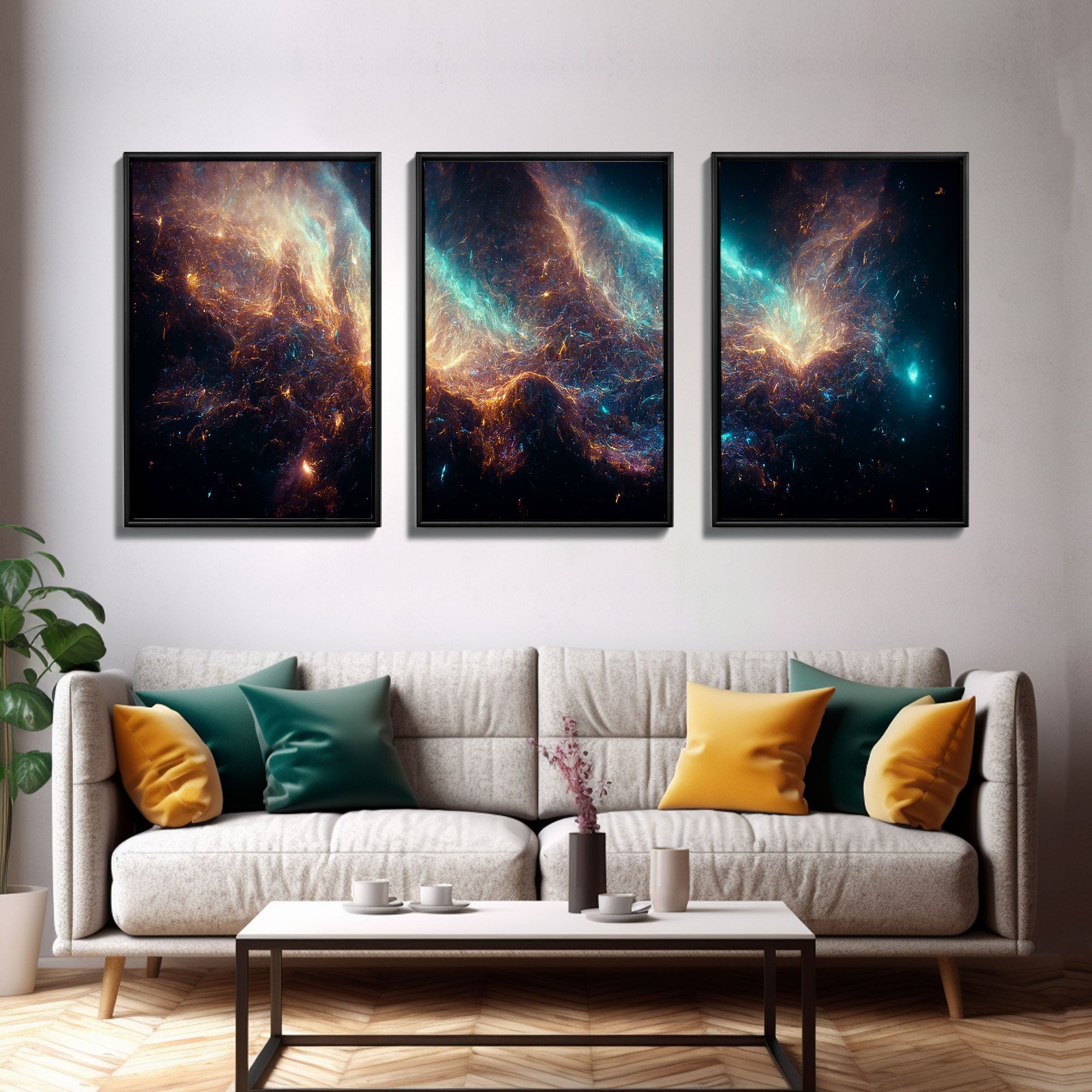 Galaxy of Stars – Sci-Fi String Theory 3-Piece Canvas Wall Art | NuevArt