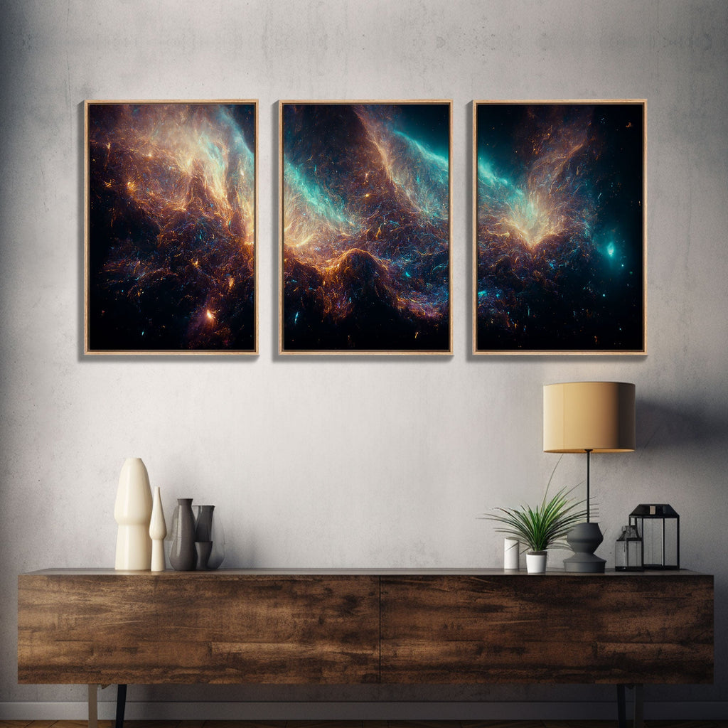 Galaxy of Stars – Sci-Fi String Theory 3-Piece Canvas Wall Art | NuevArt