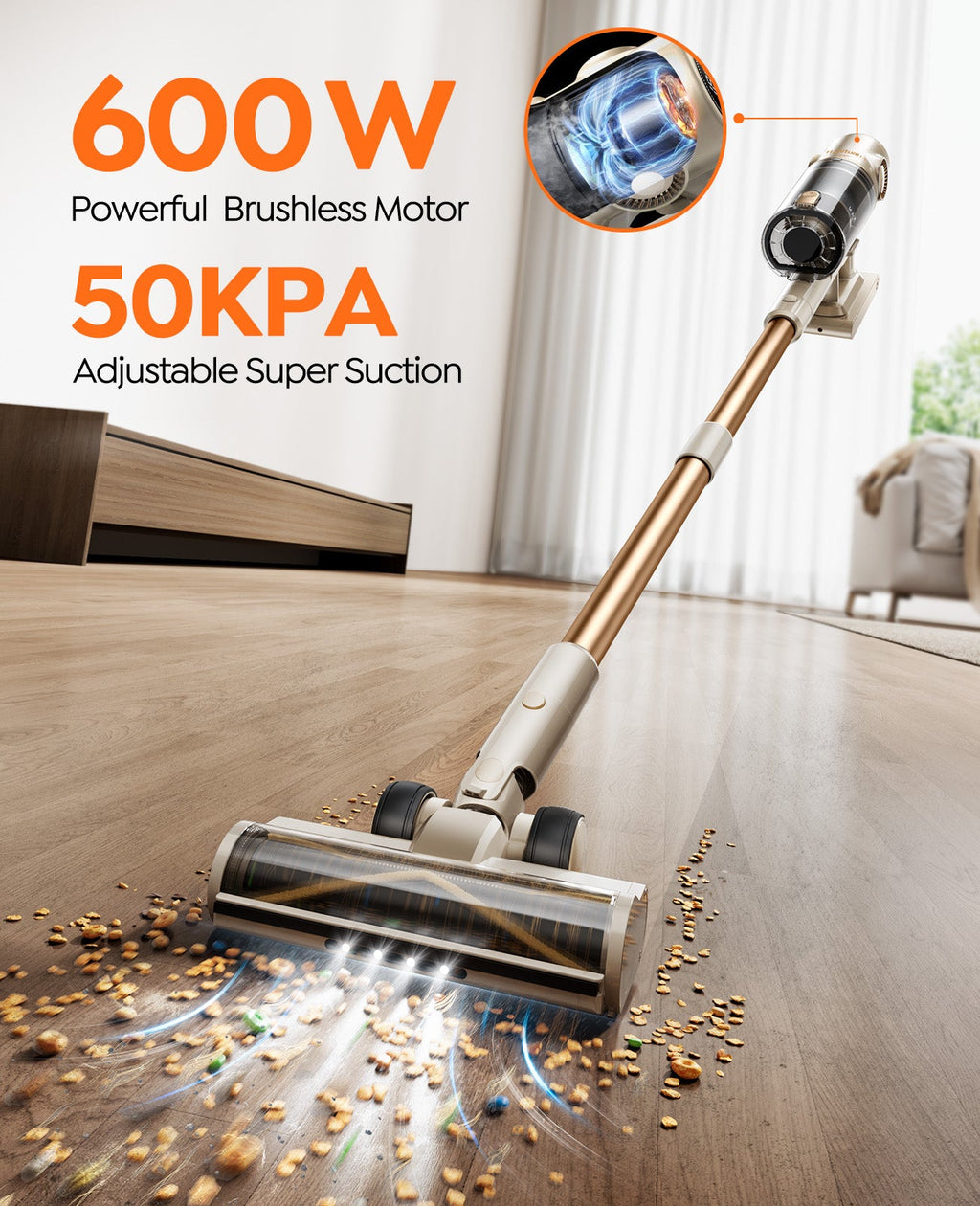 Honiture P7 Pro Cordless Stick Vacuum | 50KPA 600W 80-Min Runtime