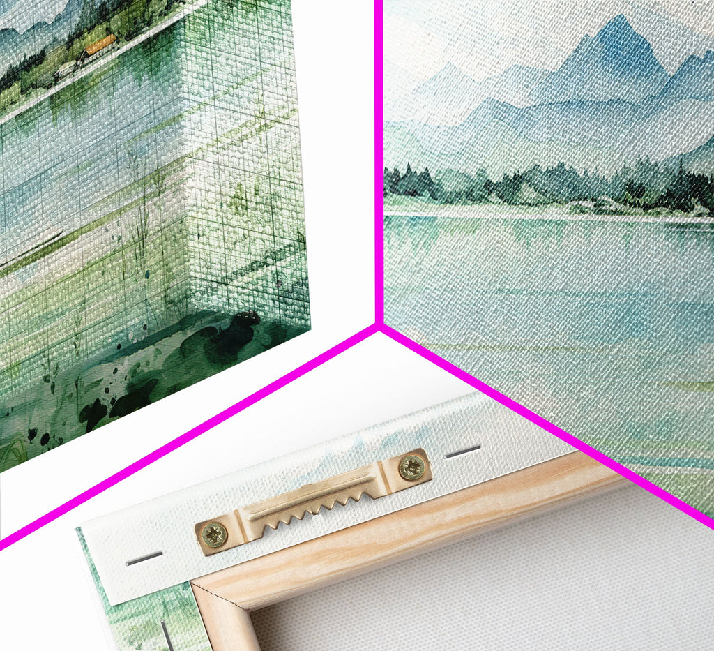 Mint Green Forest Mountain Landscape – 3-Piece Canvas Wall Art | NuevArt