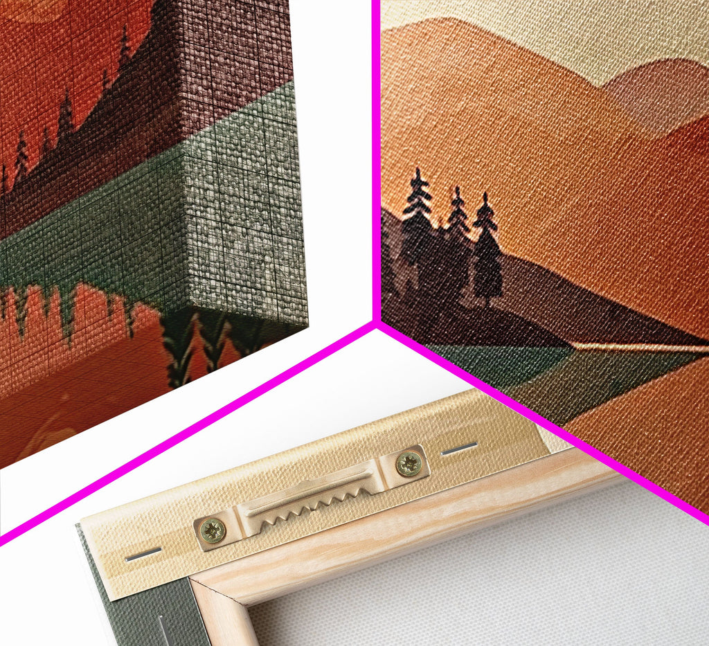 Pacific Northwest Sunset – Boho Forest 3-Panel Canvas Wall Art | NuevArt