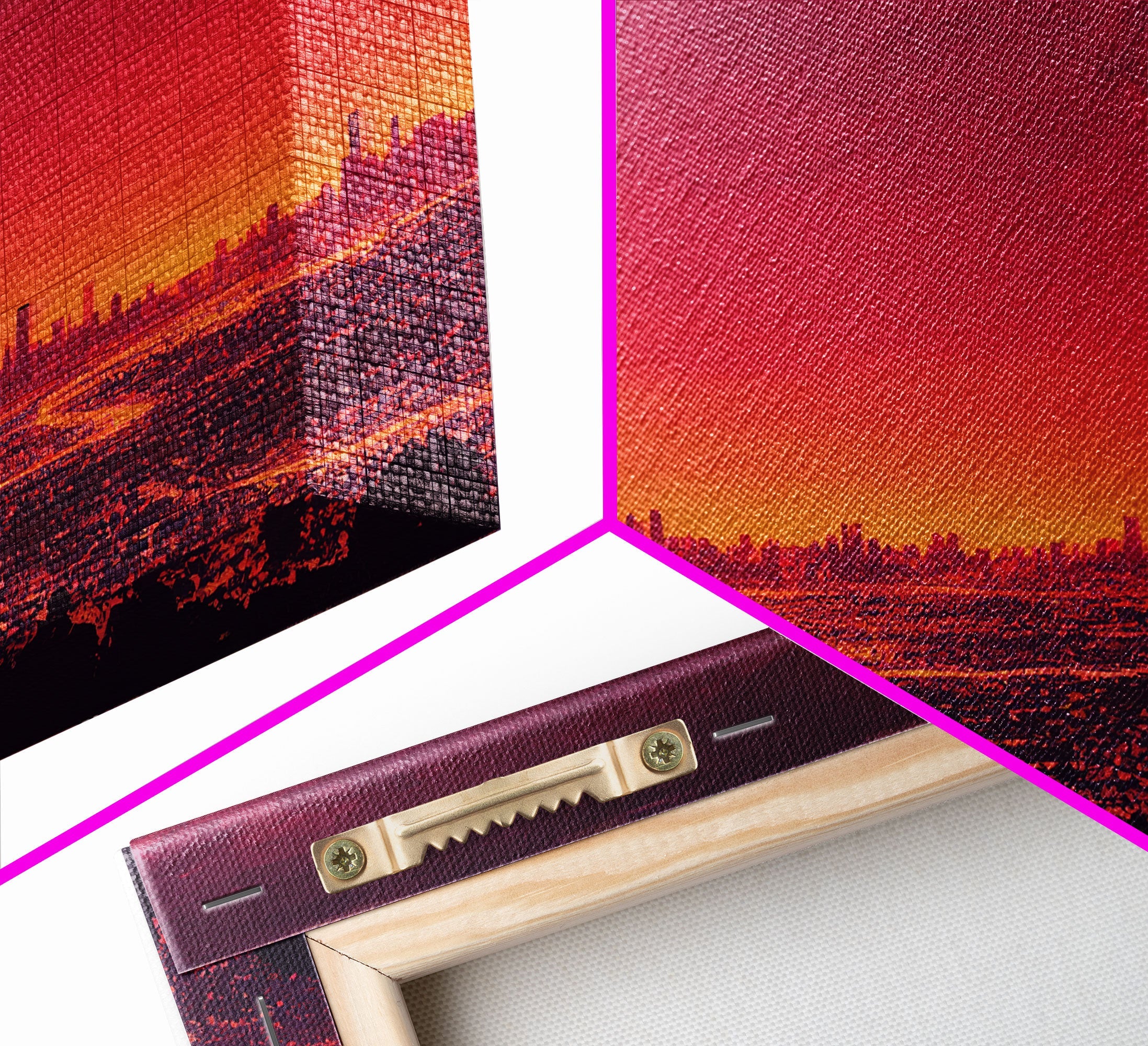 Los Angeles on Fire – Abstract City Skyline 3-Piece Canvas Wall Art | NuevArt