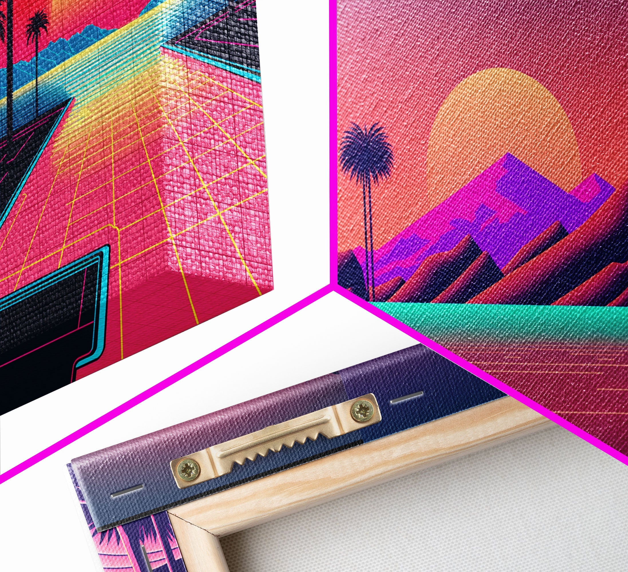 Retro 80s Synthwave Vaporwave – 3-Panel Canvas Wall Art | NuevArt