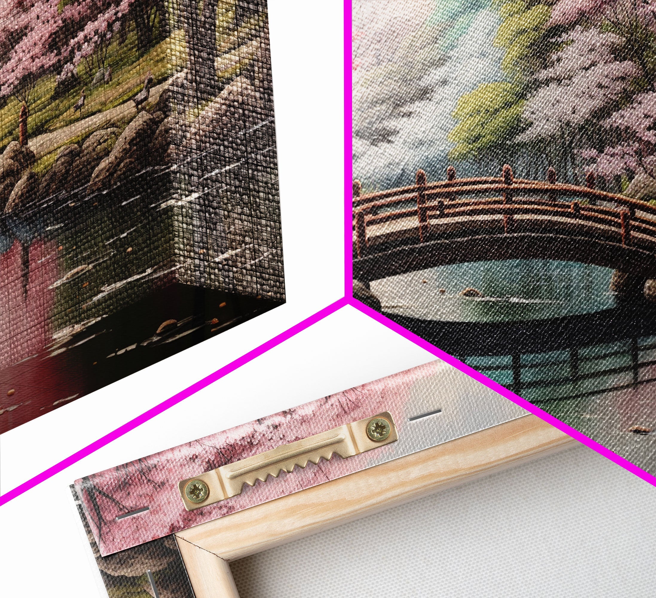 Japanese Cherry Blossom Landscape – 3-Piece Canvas Wall Art | NuevArt
