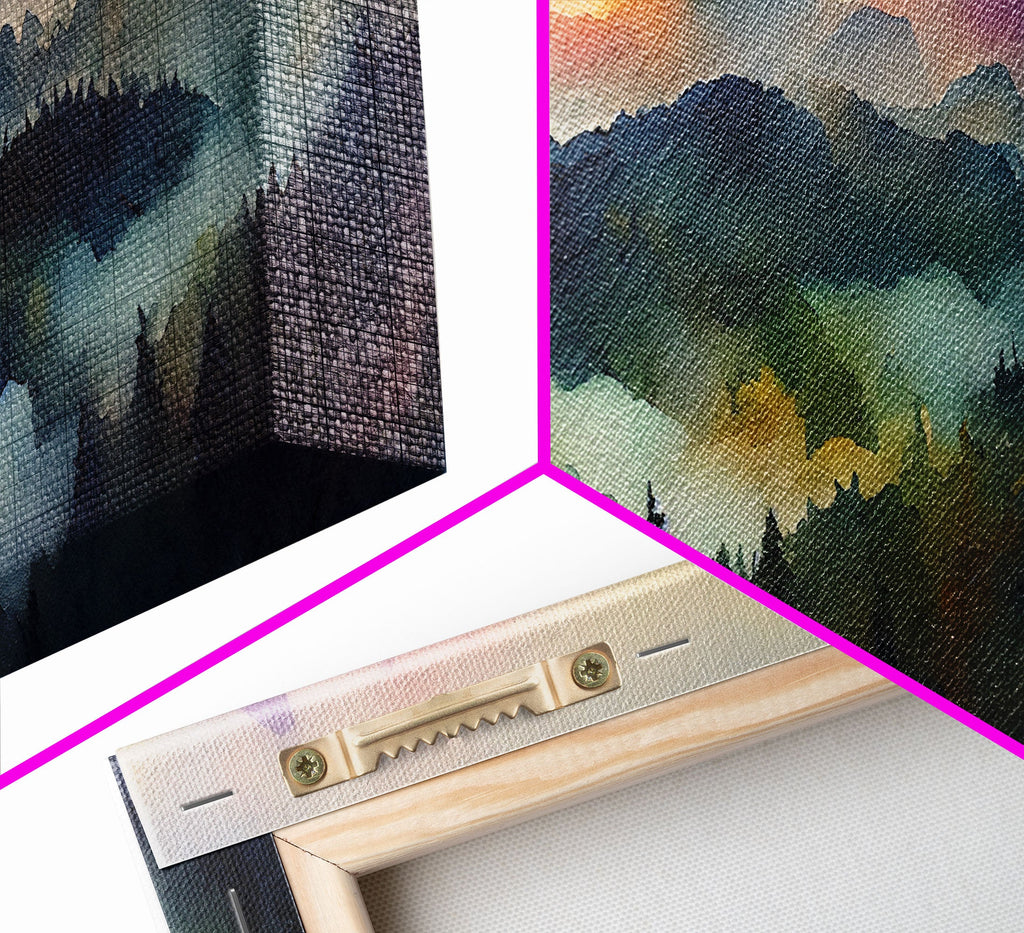 Dramatic Watercolor Sunset Landscape – 3-Piece Canvas Wall Art | NuevArt