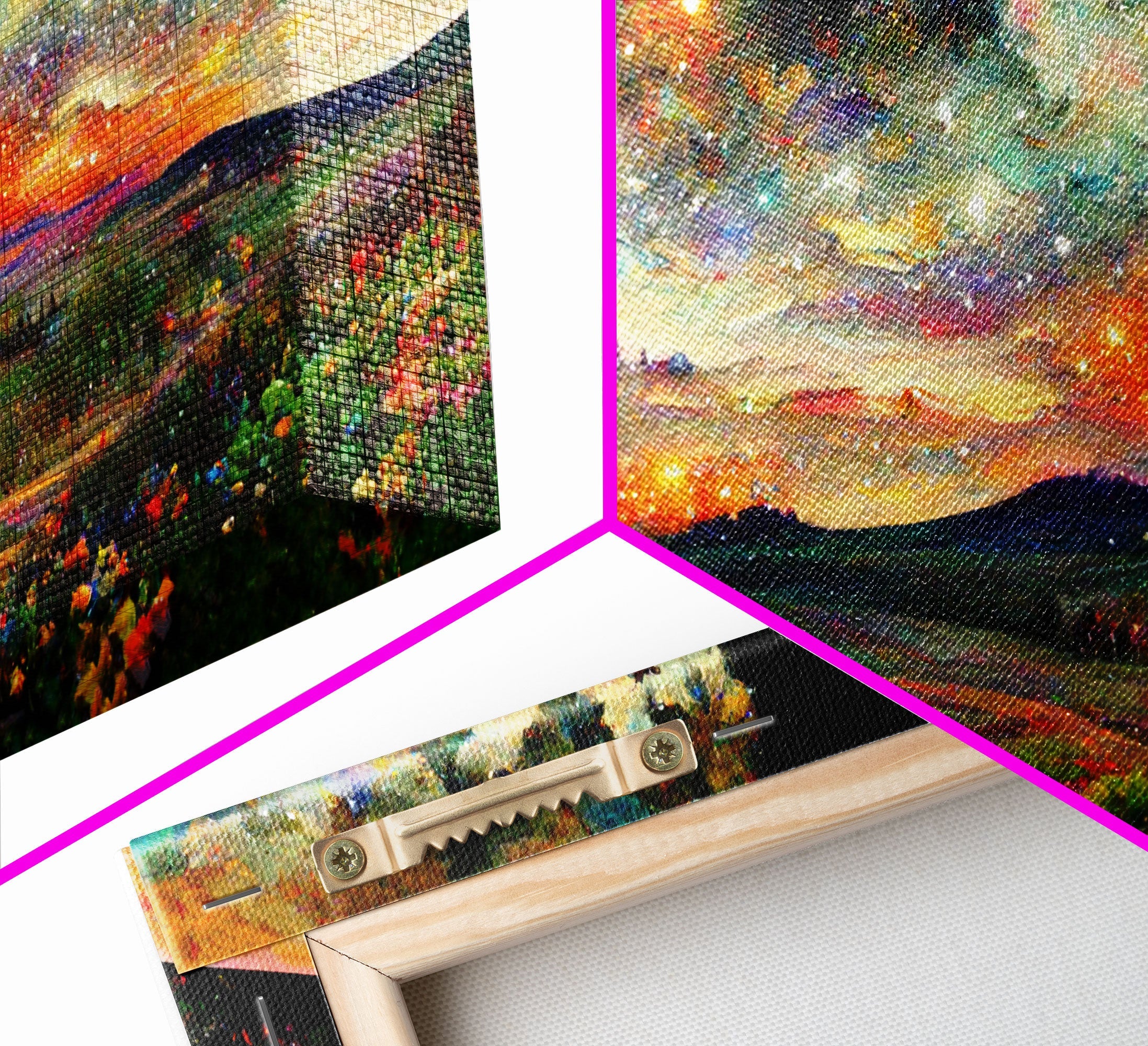 Colorful Night Starry Sky Landscape – 3-Piece Canvas Wall Art | NuevArt