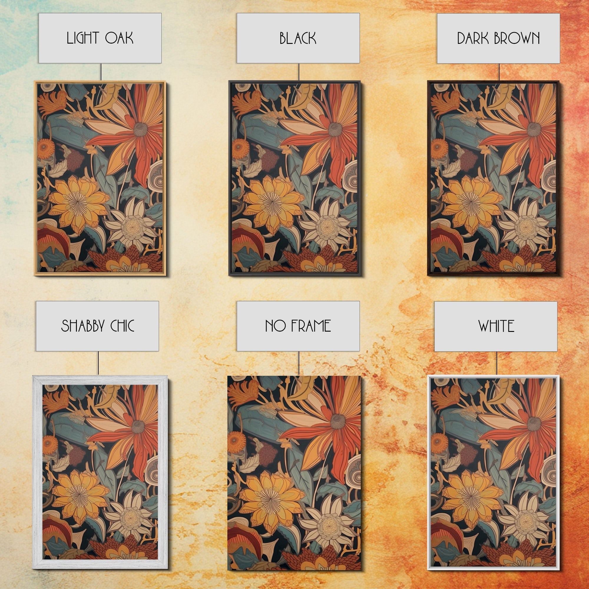 Midcentury Modern Floral Botanical Prints – 3-Piece Canvas Wall Art | NuevArt