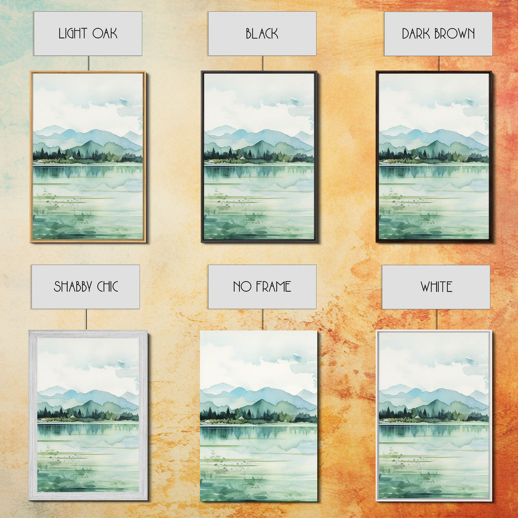 Mint Green Forest Mountain Landscape – 3-Piece Canvas Wall Art | NuevArt