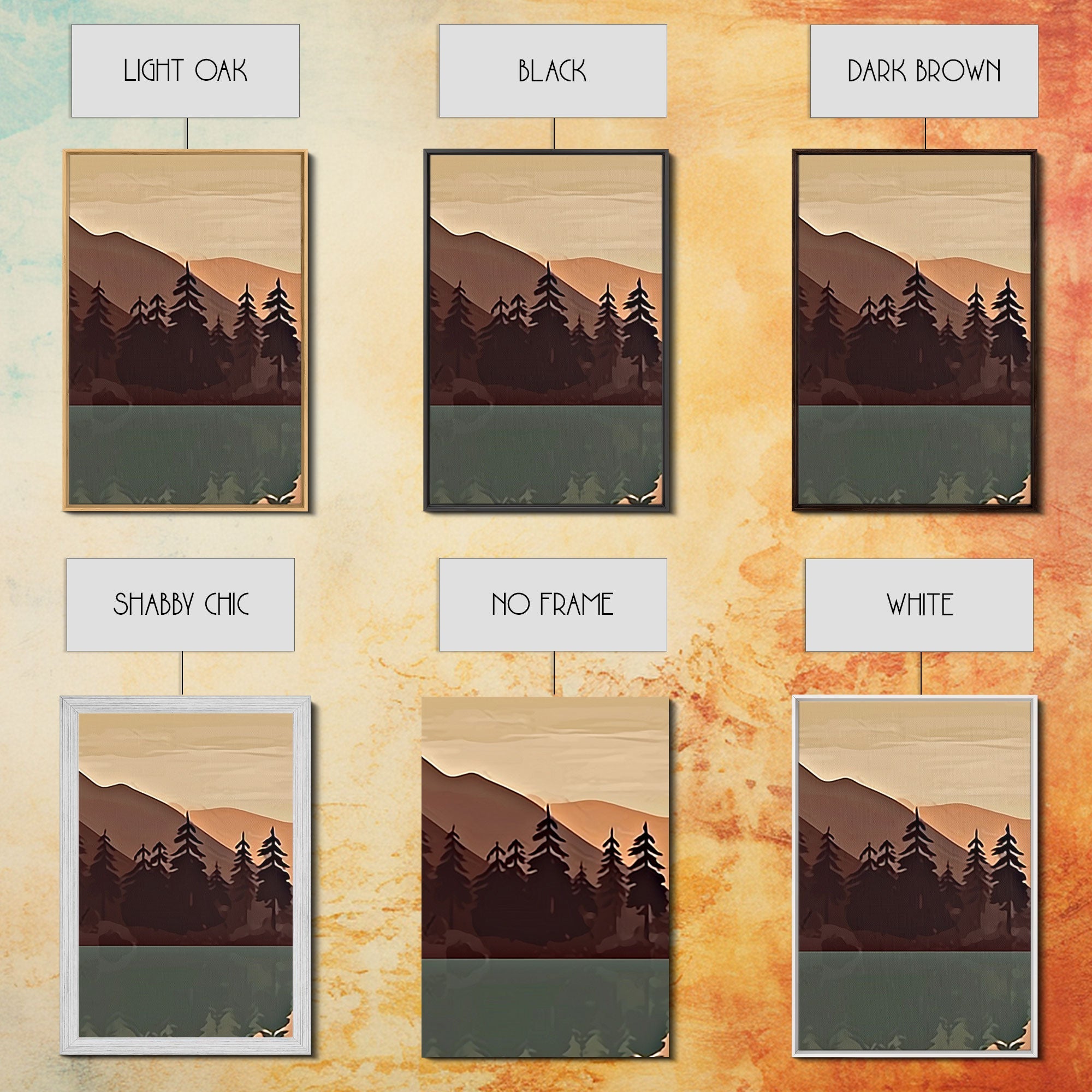 Pacific Northwest Sunset – Boho Forest 3-Panel Canvas Wall Art | NuevArt