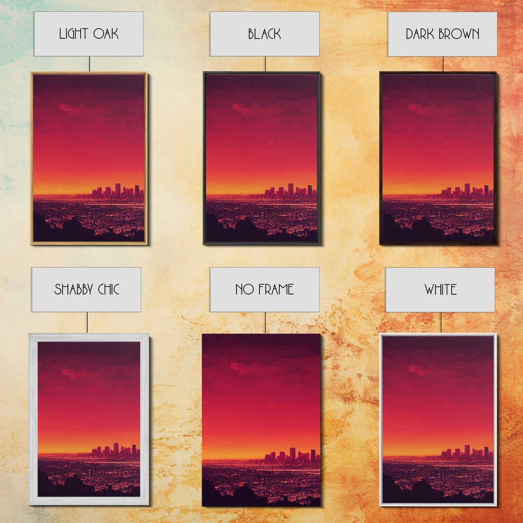 Los Angeles on Fire – Abstract City Skyline 3-Piece Canvas Wall Art | NuevArt