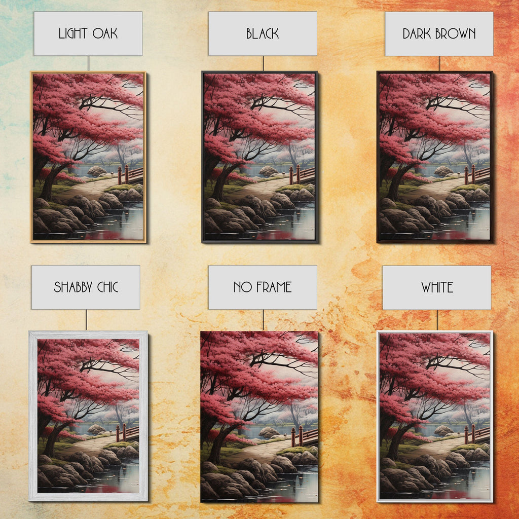 Japanese Cherry Blossom Landscape – 3-Piece Canvas Wall Art | NuevArt