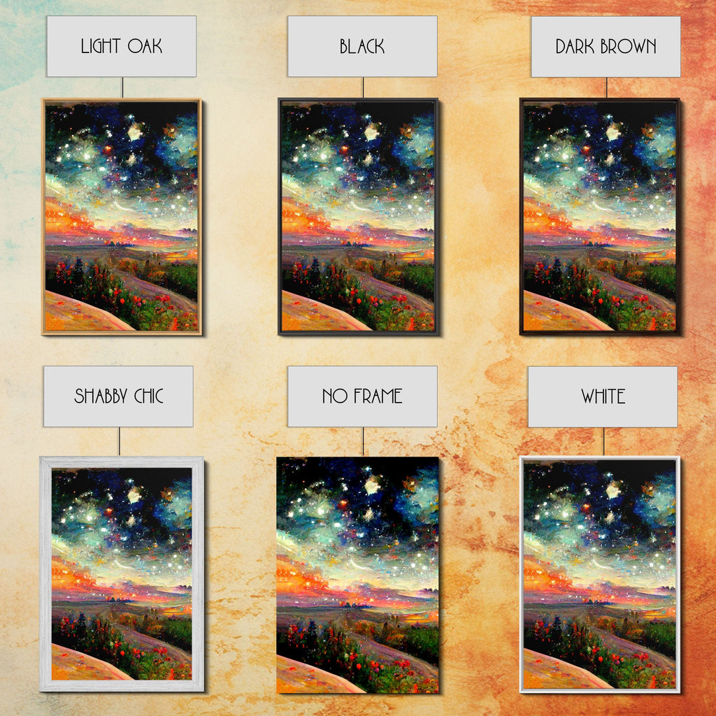 Colorful Night Starry Sky Landscape – 3-Piece Canvas Wall Art | NuevArt
