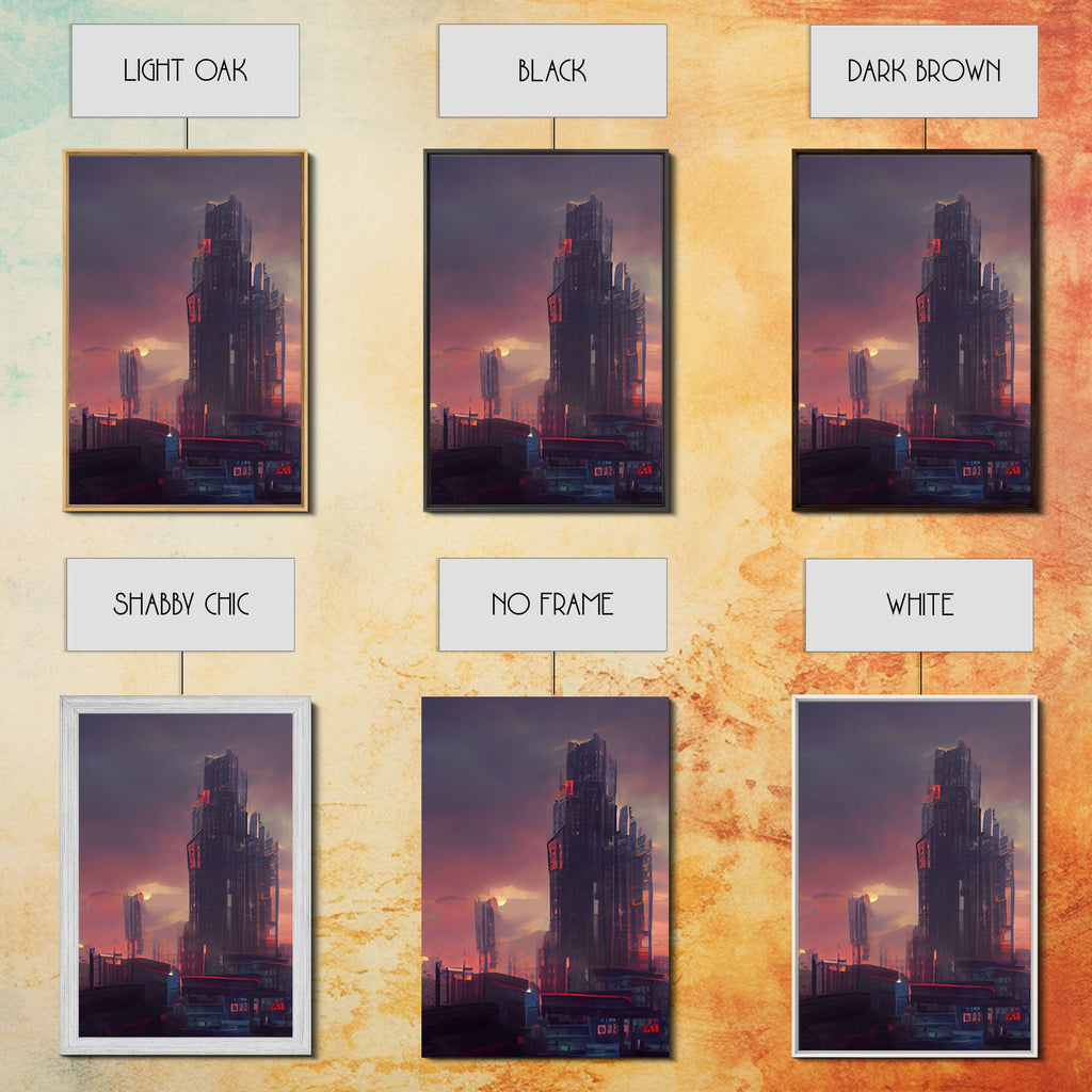 Cyberpunk City Night Watercolor – 3-Piece Canvas Wall Art | NuevArt