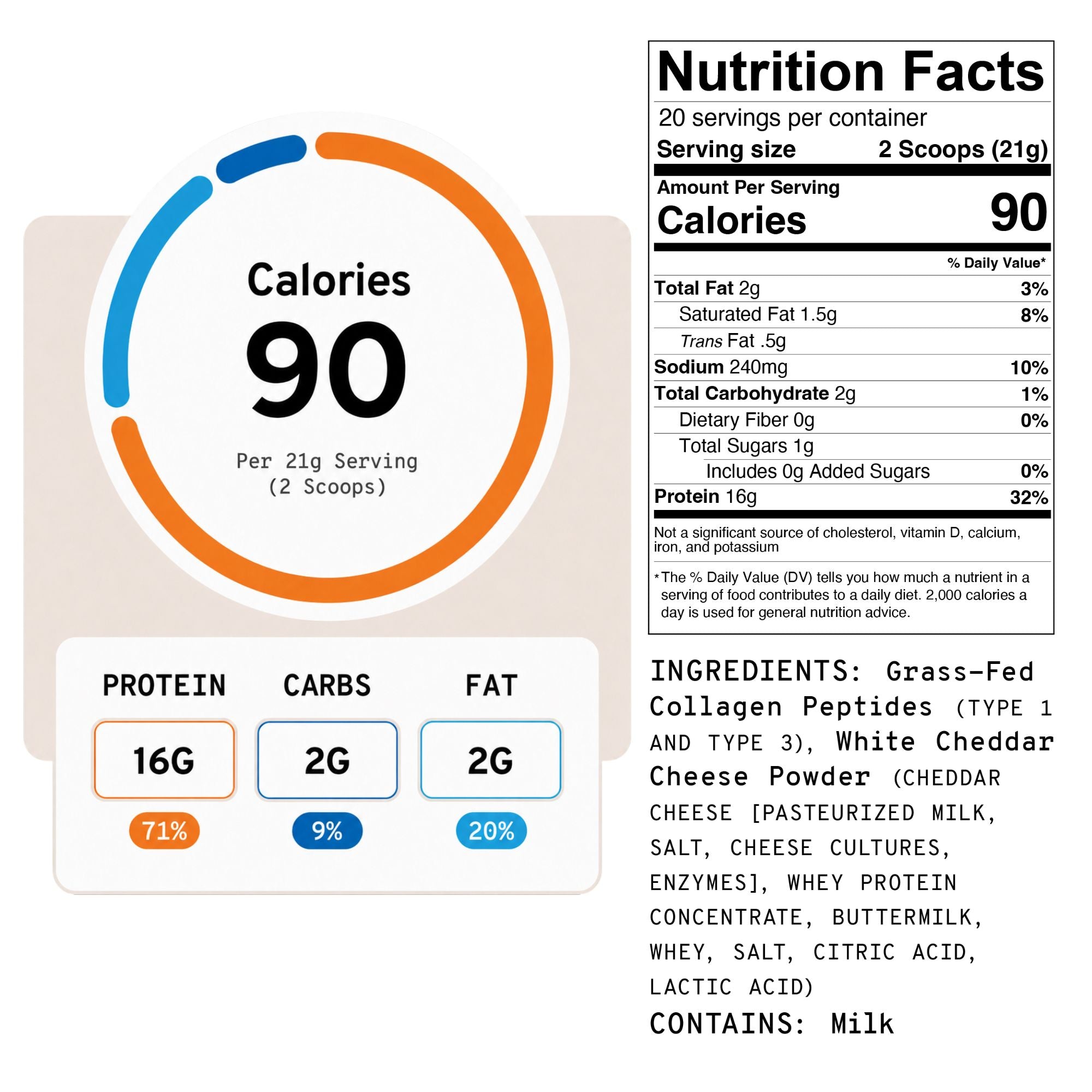 White Cheddar Collagen+ Protein Blend – Meal Boosters