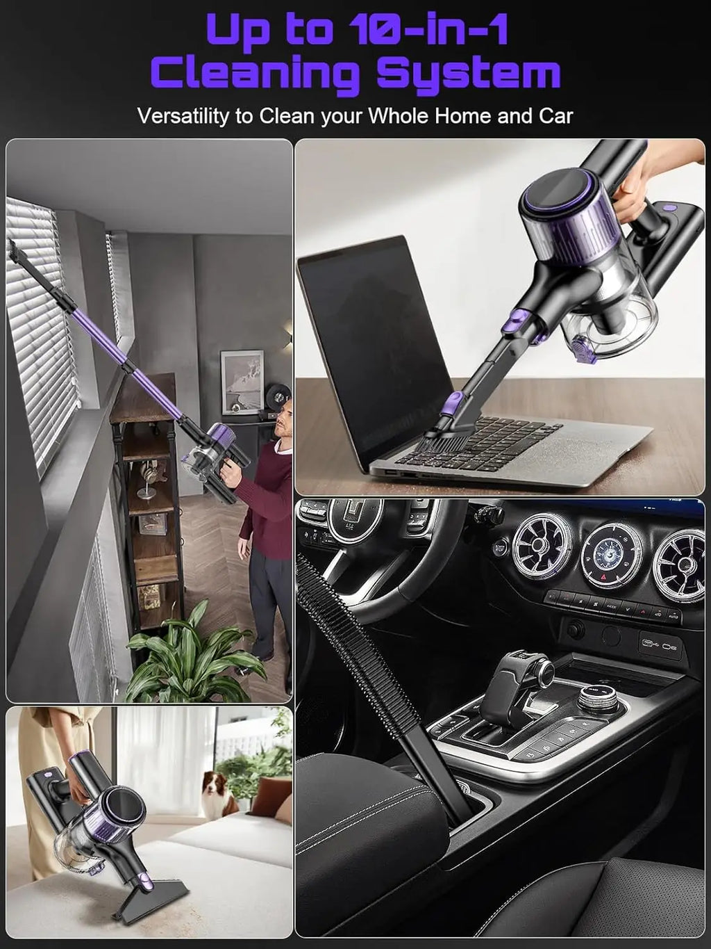 SuXiangVAC 55KPA Cordless Vacuum Cleaner | 10-in-1 | Pet Hair & Hard Floor