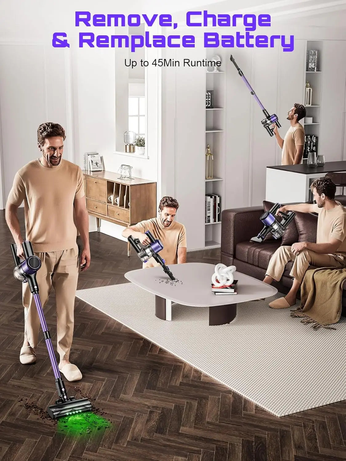 SuXiangVAC 55KPA Cordless Vacuum Cleaner | 10-in-1 | Pet Hair & Hard Floor