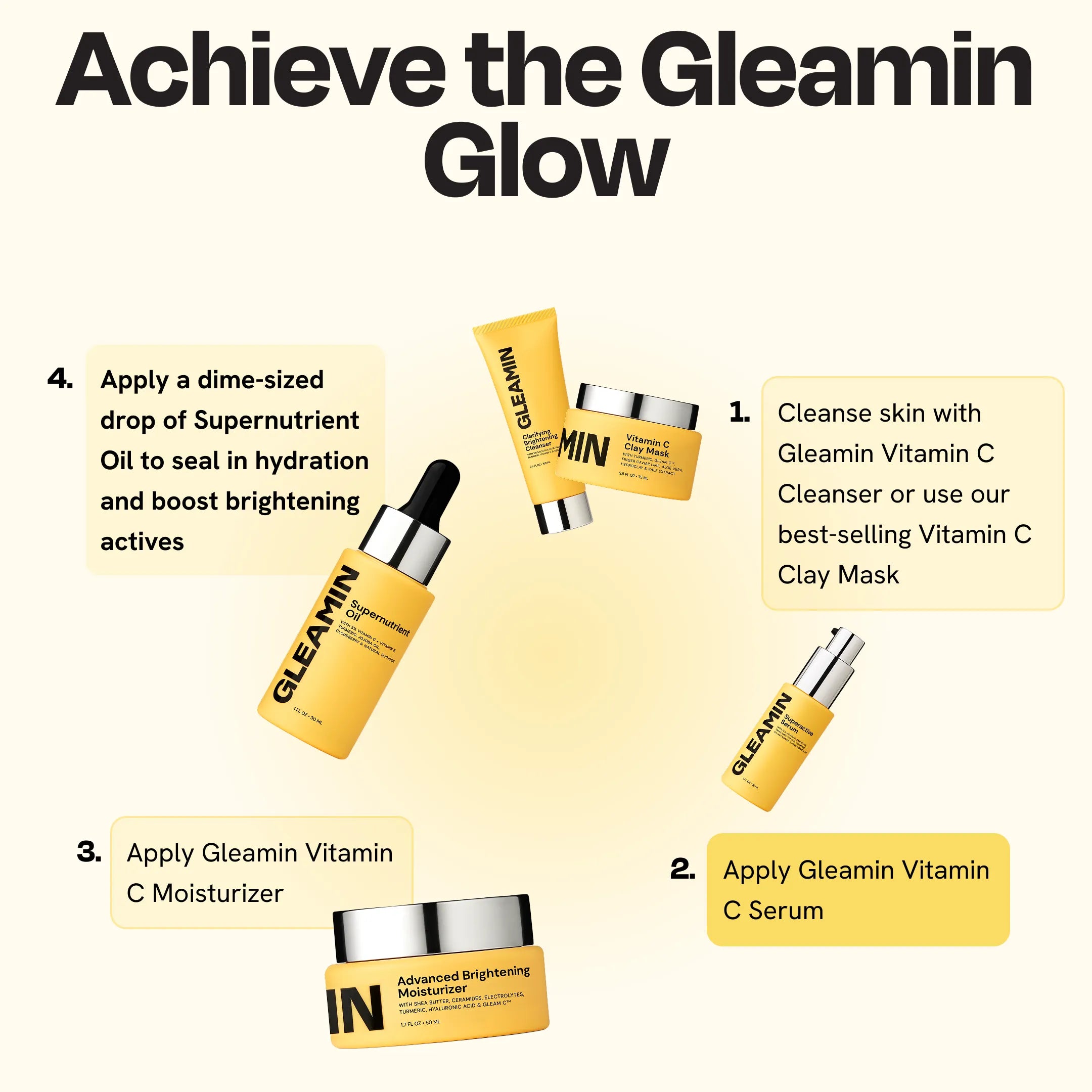 Gleamin Superactive Serum – 15% Vitamin C + Brightening Actives